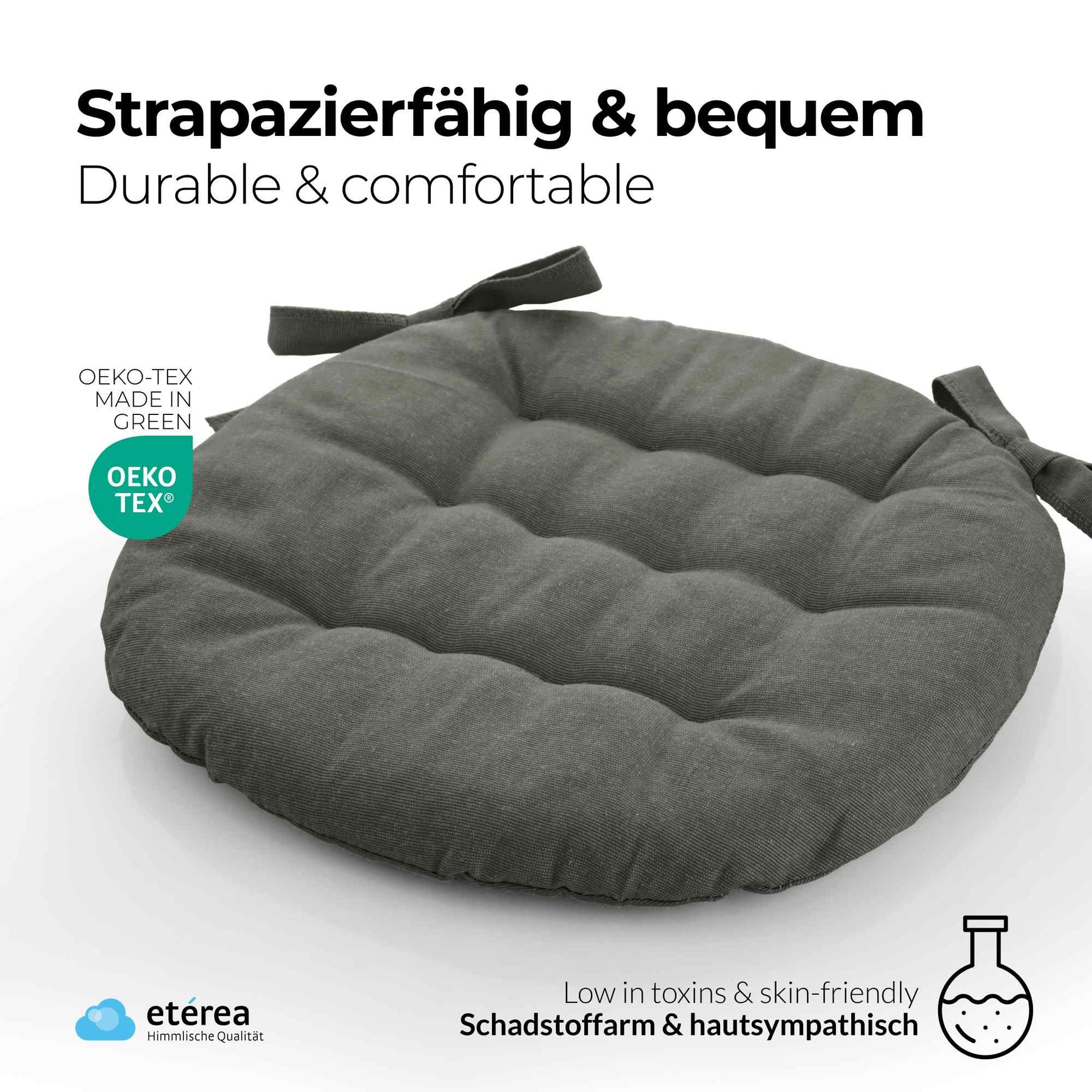 etérea Sitzkissen Stuhlkissen Basic Auflage und Stuhlkissen 40x40cm - Innen und Aussenbereich