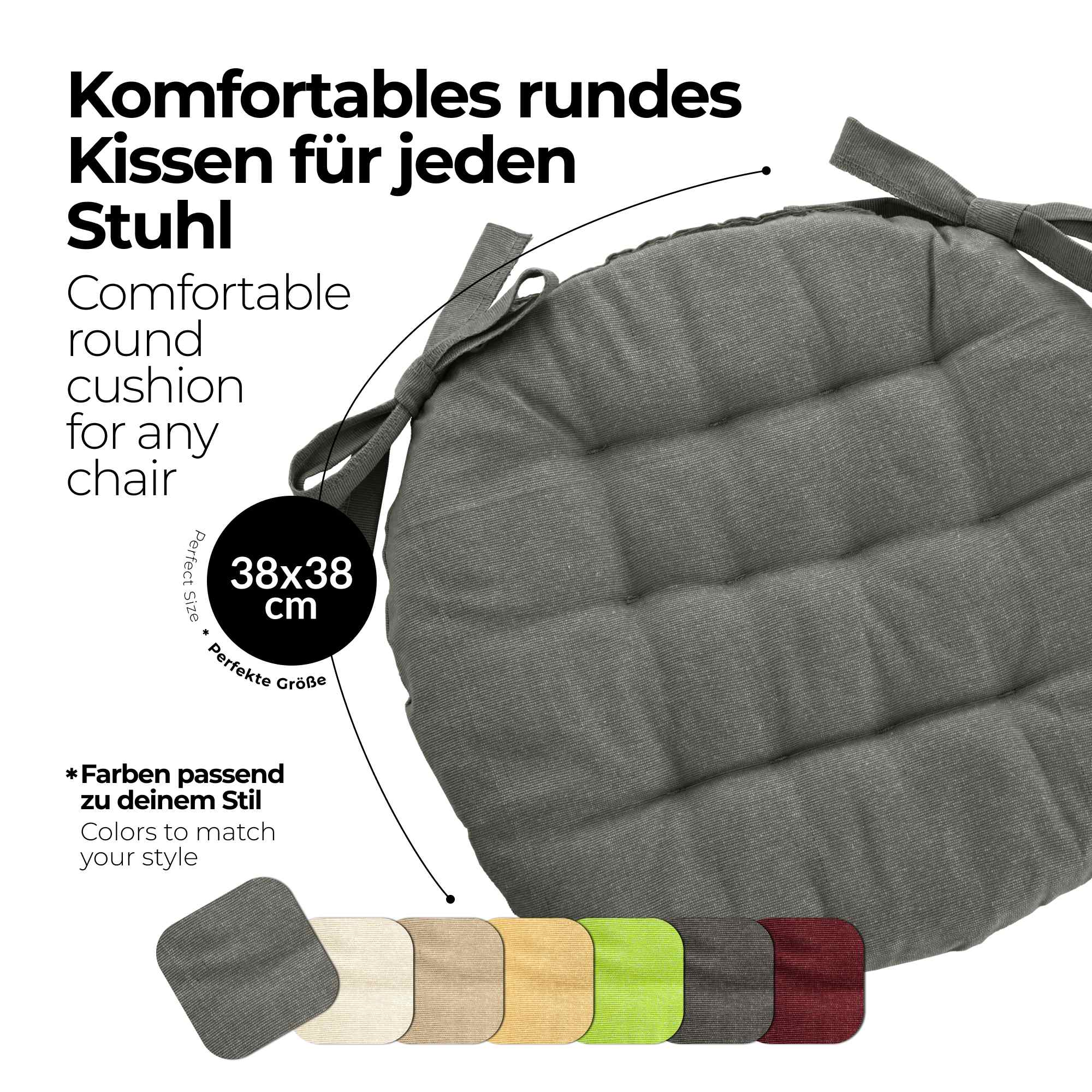 etérea Sitzkissen Stuhlkissen Basic Rund 38x38cm - Innen und Aussenbereich
