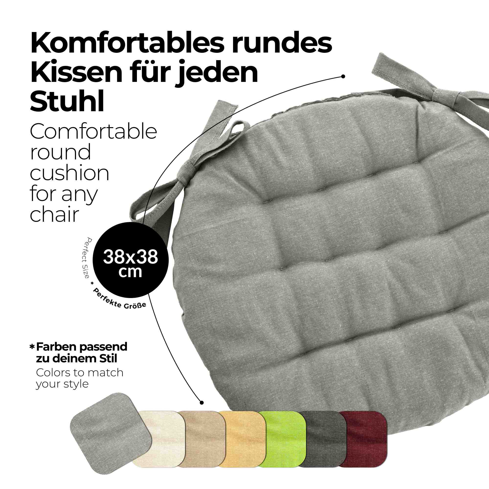 etérea Sitzkissen Stuhlkissen Basic Rund 38x38cm - Innen und Aussenbereich