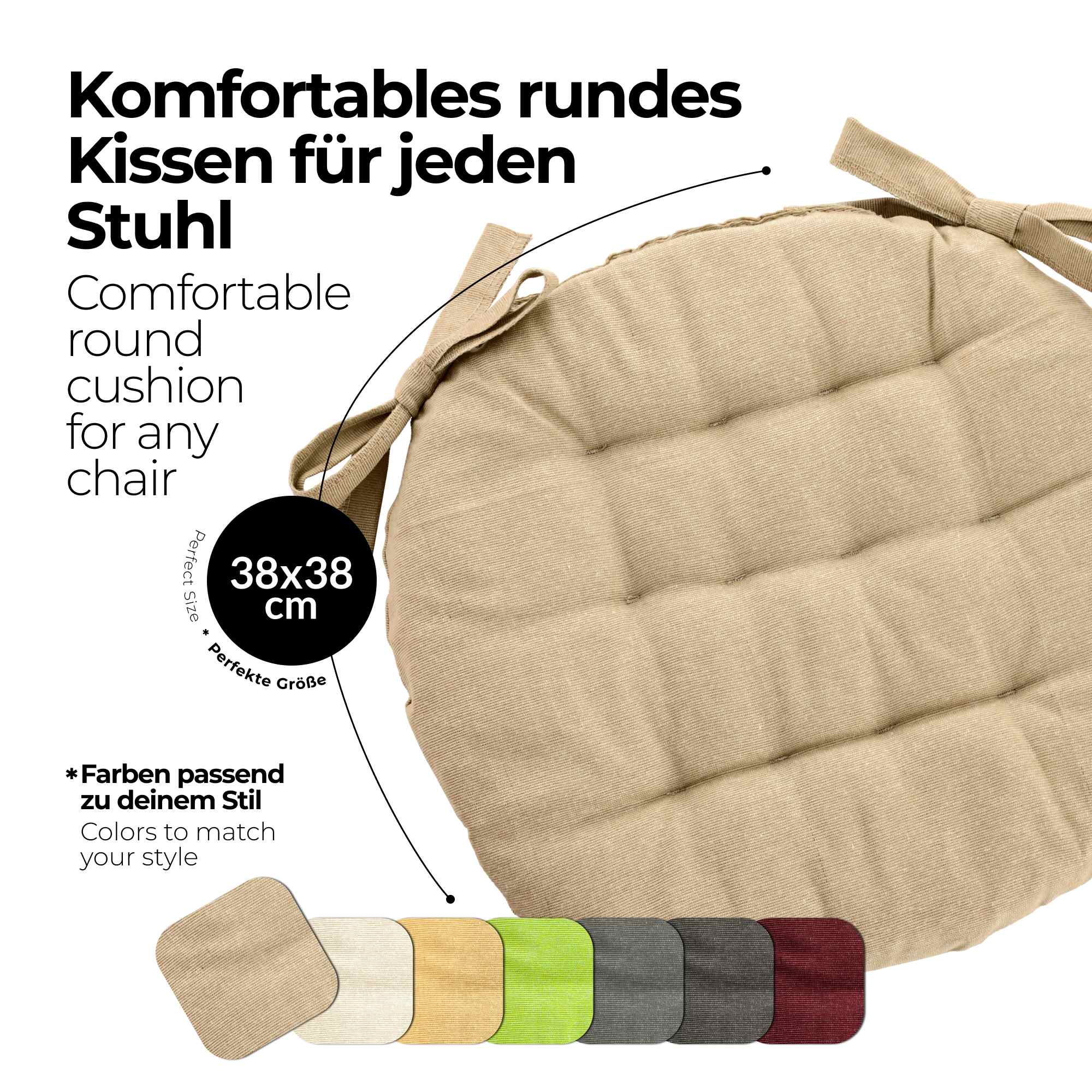 etérea Sitzkissen Stuhlkissen Basic Rund 38x38cm - Innen und Aussenbereich