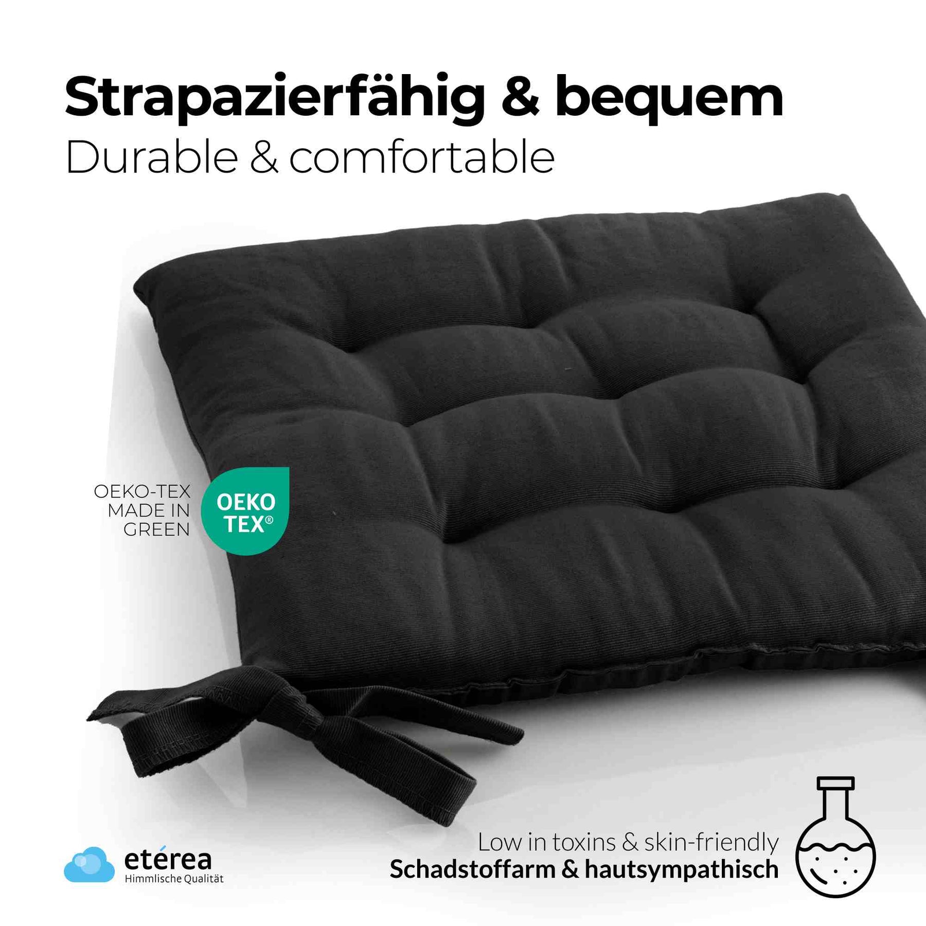 etérea Sitzkissen Stuhlkissen Basic Auflage und Stuhlkissen 40x40cm - Innen und Aussenbereich