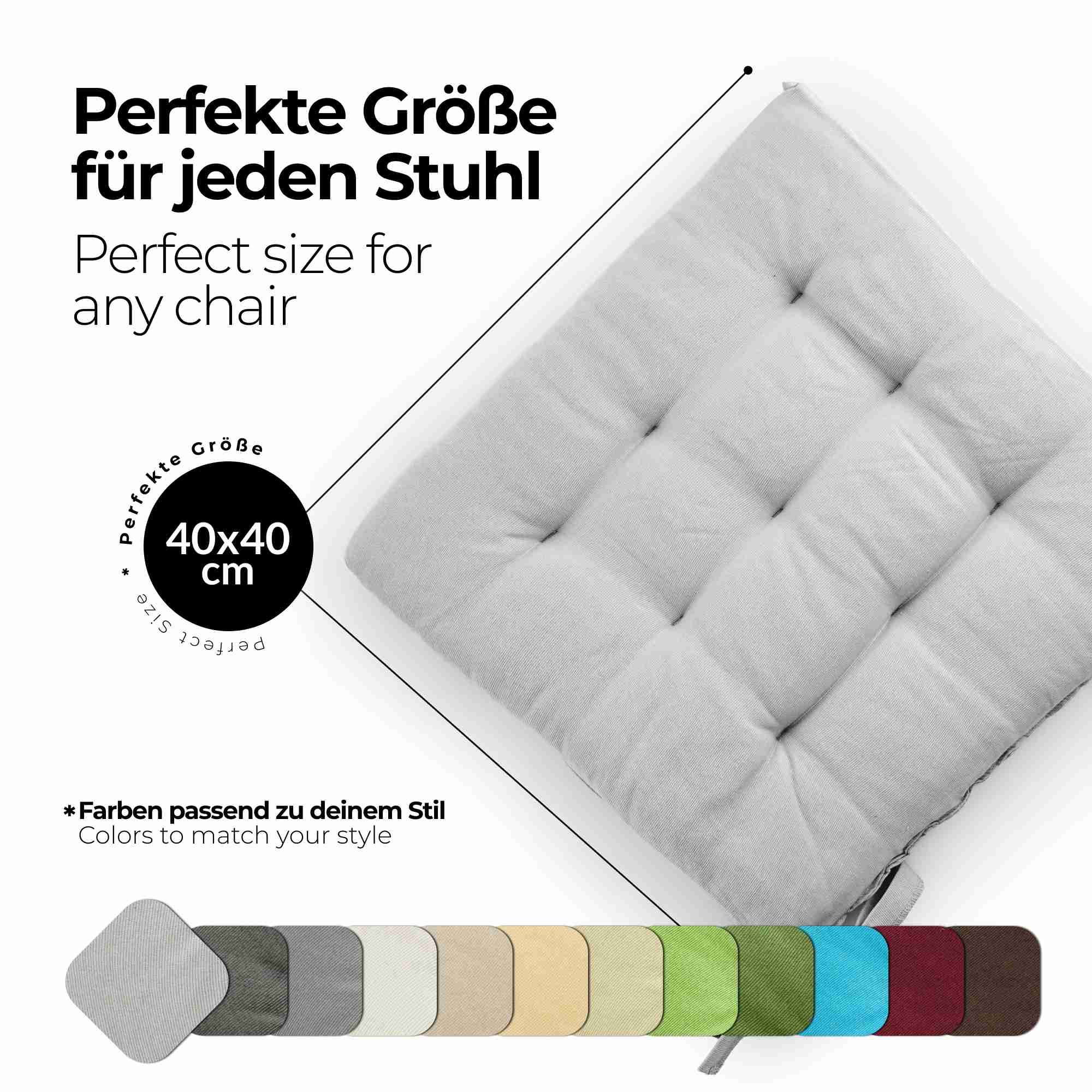 etérea Sitzkissen Stuhlkissen Basic 40x40cm - Innen und Aussenbereich