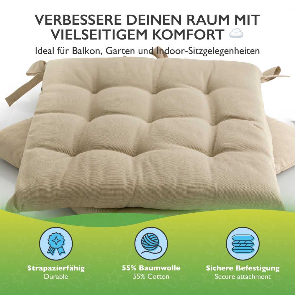 etérea Sitzkissen Stuhlkissen Basic Auflage und Stuhlkissen 40x40cm - Innen und Aussenbereich