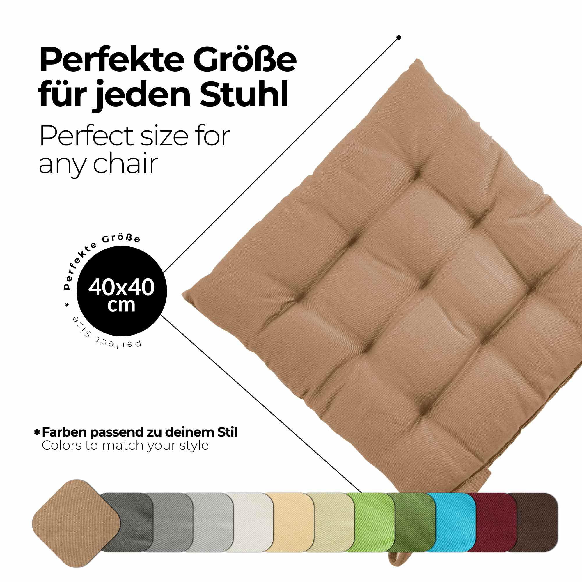 etérea Sitzkissen Stuhlkissen Basic 40x40cm - Innen und Aussenbereich