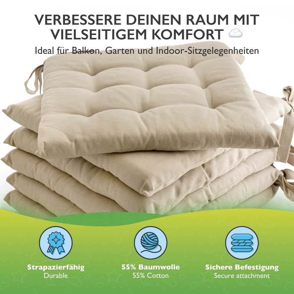 etérea Sitzkissen Stuhlkissen Basic Auflage und Stuhlkissen 40x40cm - Innen und Aussenbereich