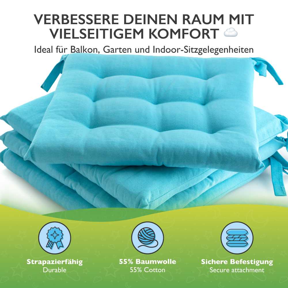 etérea Sitzkissen Stuhlkissen Basic Auflage und Stuhlkissen 40x40cm - Innen und Aussenbereich