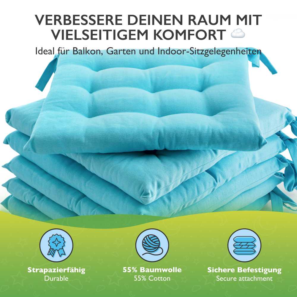 etérea Sitzkissen Stuhlkissen Basic Auflage und Stuhlkissen 40x40cm - Innen und Aussenbereich