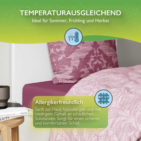 etérea Renforcé Baumwoll Bettwäsche Barock Blau, Lila