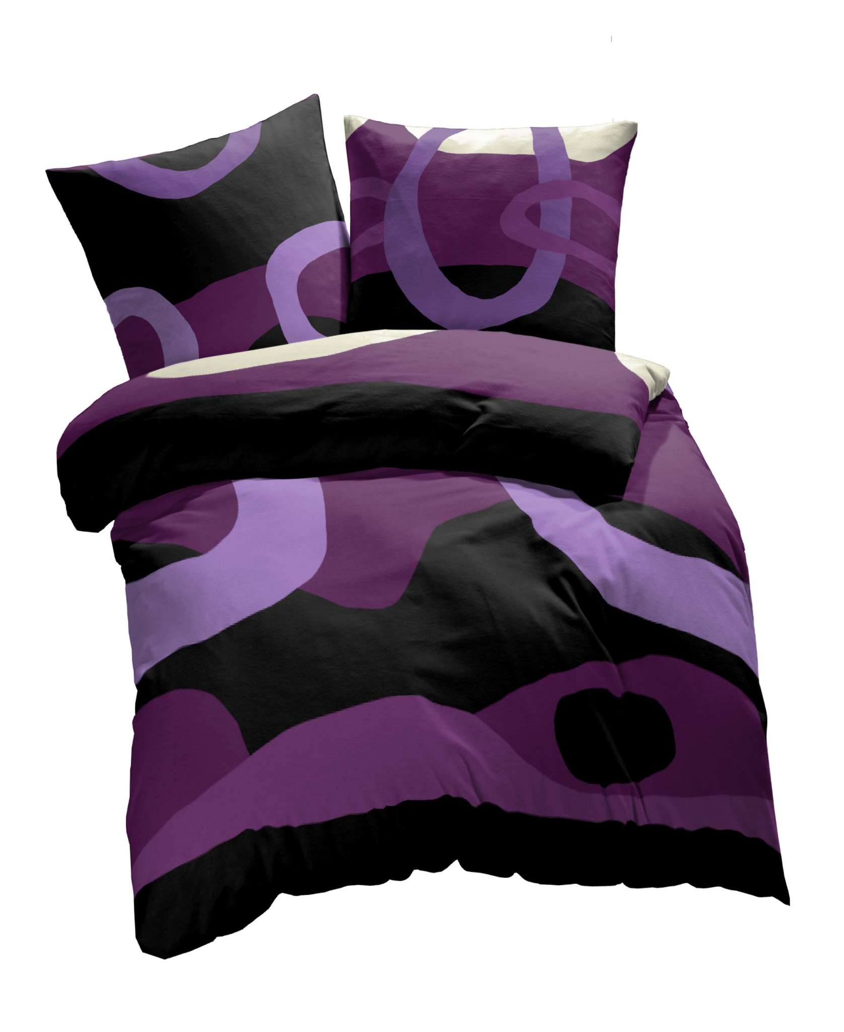 etérea Renforcé Bettwäsche Charles Kreise Pflaume und Rot