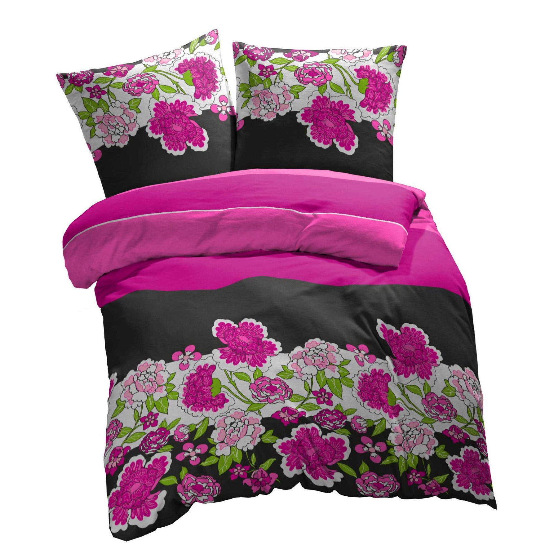 etérea Baumwolle Bettwäsche Clemens Blumen Rot und Pink