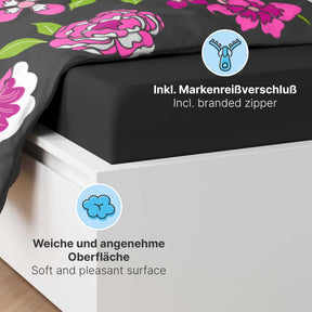 etérea Baumwolle Bettwäsche Clemens Blumen Rot und Pink