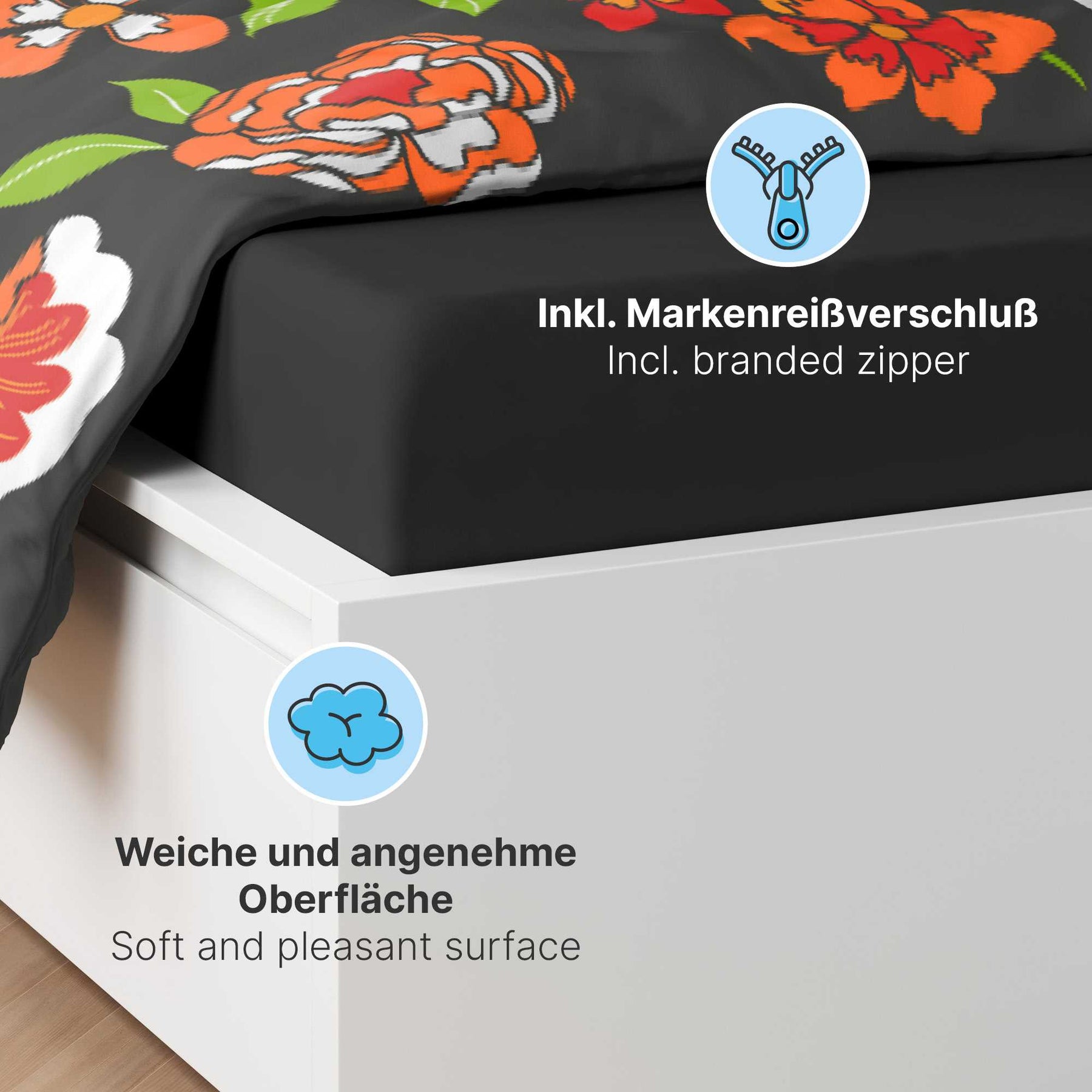 etérea Baumwolle Bettwäsche Clemens Blumen Rot und Pink