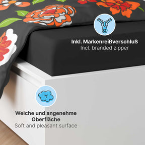 etérea Baumwolle Bettwäsche Clemens Blumen Rot und Pink