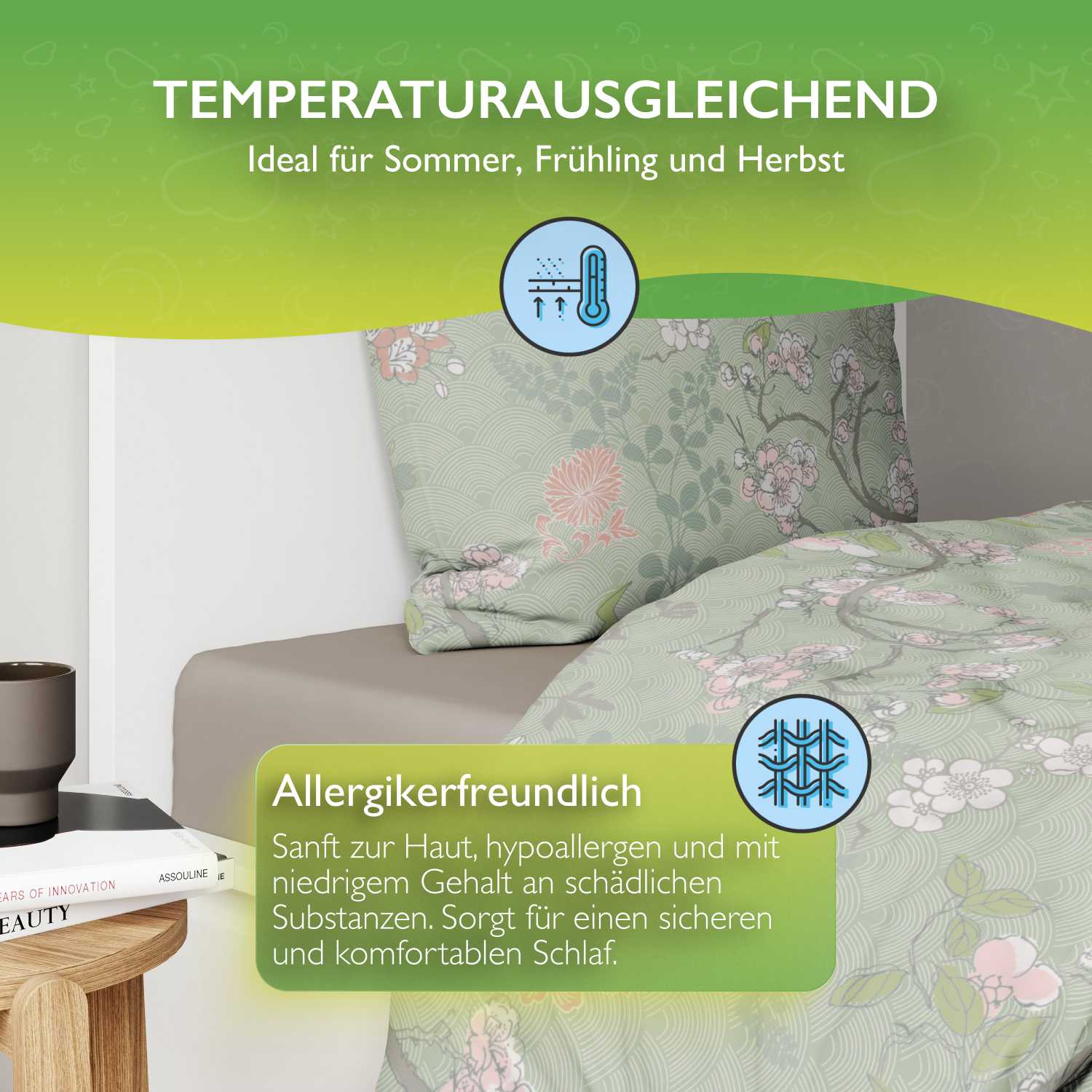 etérea Renforcé Bettwäsche Mikko Grün Rose