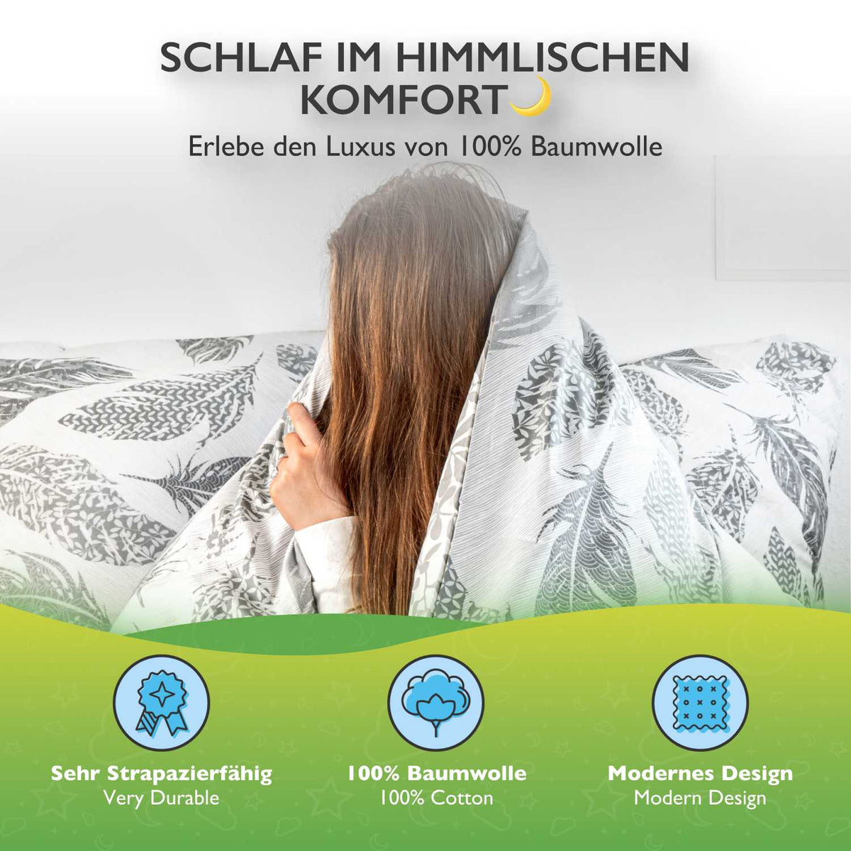 etérea 4 tlg. Renforcé Bettwäsche Philou 135x200 cm + 80x80 cm Grau