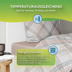 etérea Renforcé Baumwoll Bettwäsche Square Braun und Grün