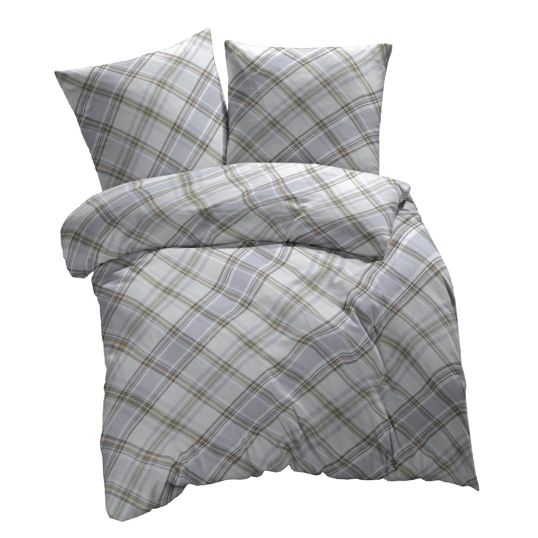 etérea Renforcé Baumwoll Bettwäsche Square Braun und Grün