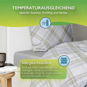 etérea Renforcé Baumwoll Bettwäsche Square Braun und Grün