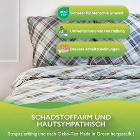 etérea Renforcé Baumwoll Bettwäsche Square Braun und Grün