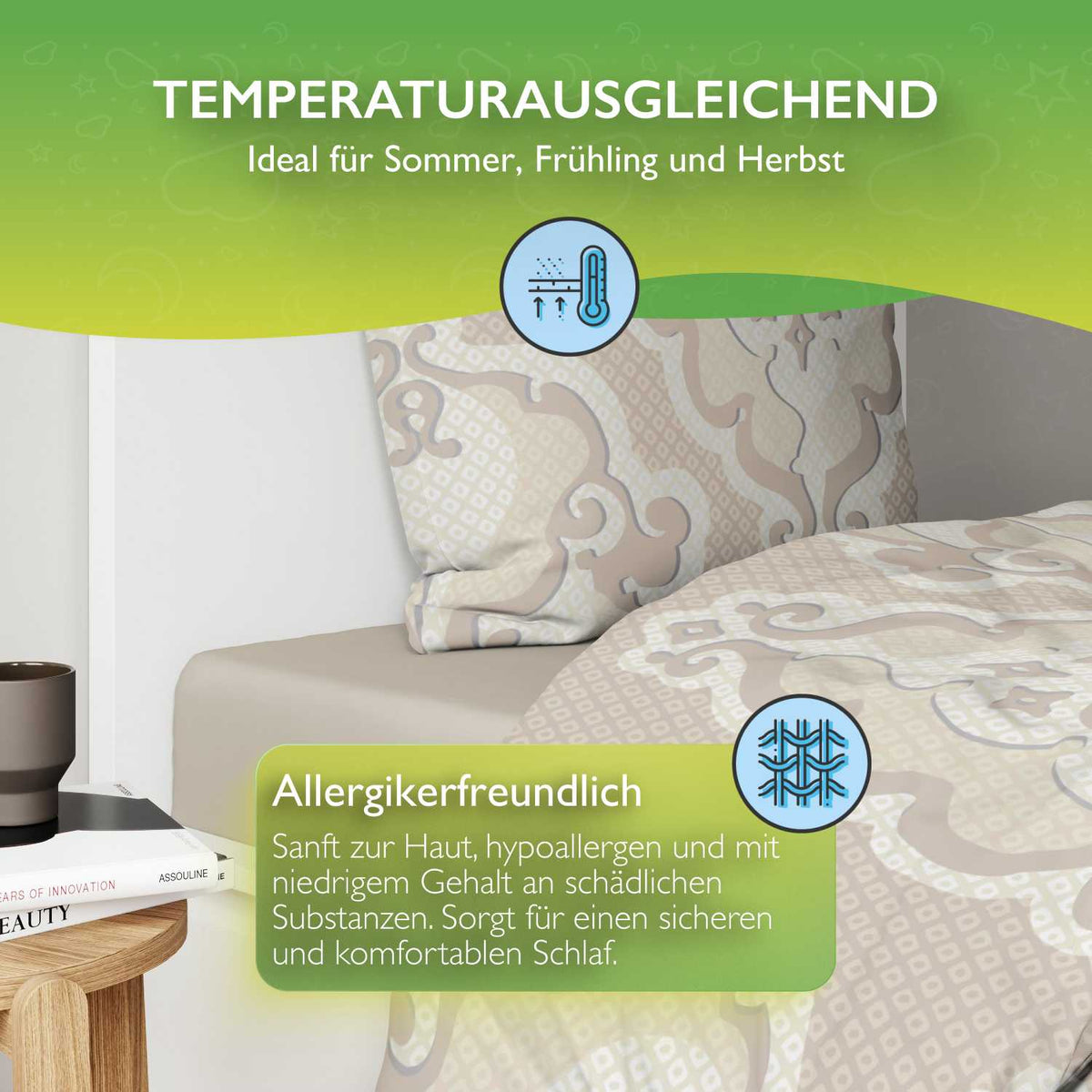 etérea Renforcé Bettwäsche Trisa Ornamente Sand 40x80 cm 1x Kopfkissenbezug