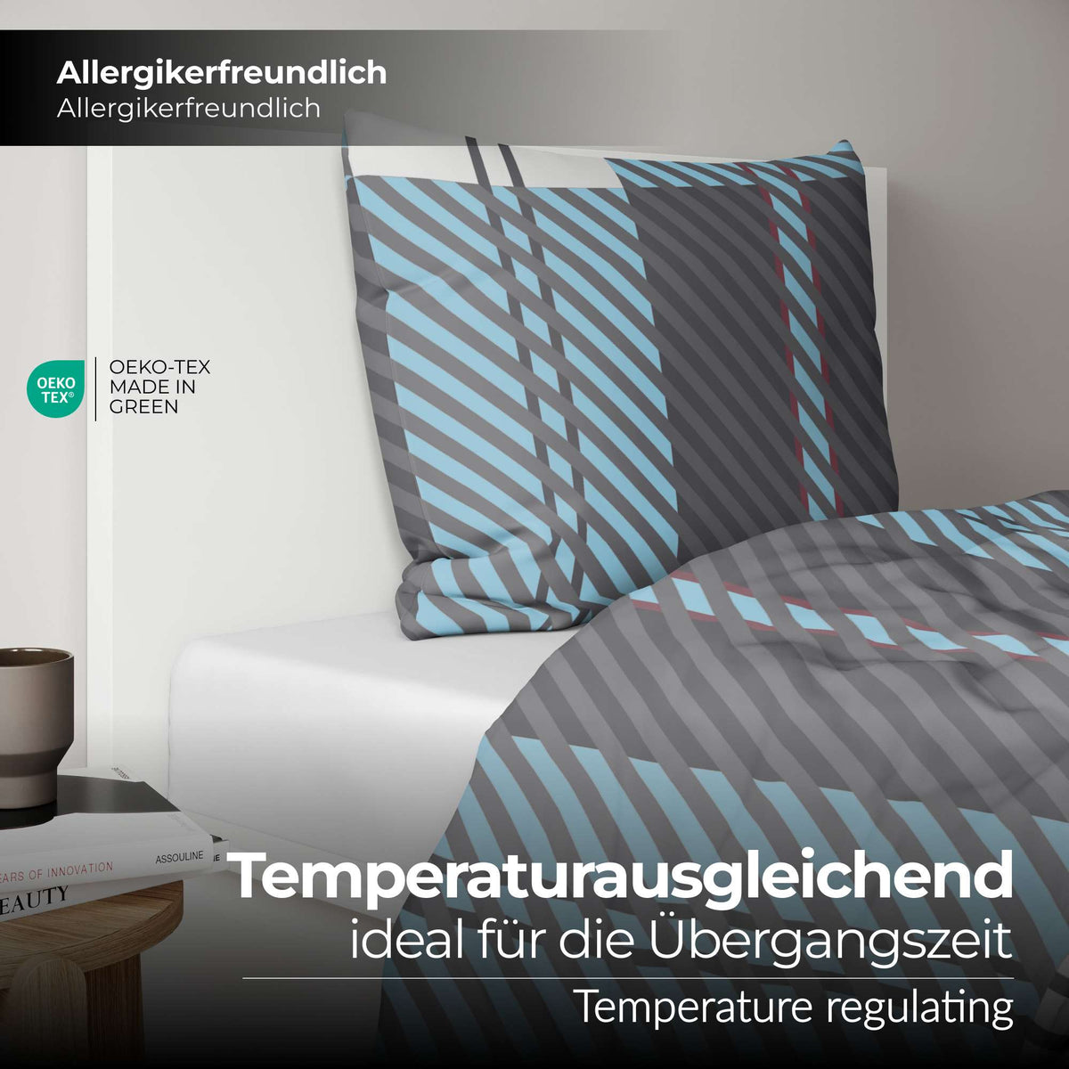 etérea Renforcé Bettwäsche Blockberry Hellblau 135x200 cm + 80x80 cm