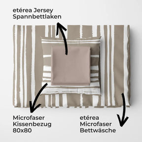 etérea Basic Starterpaket Bettwäsche Carola Sand mit Spannbettlaken