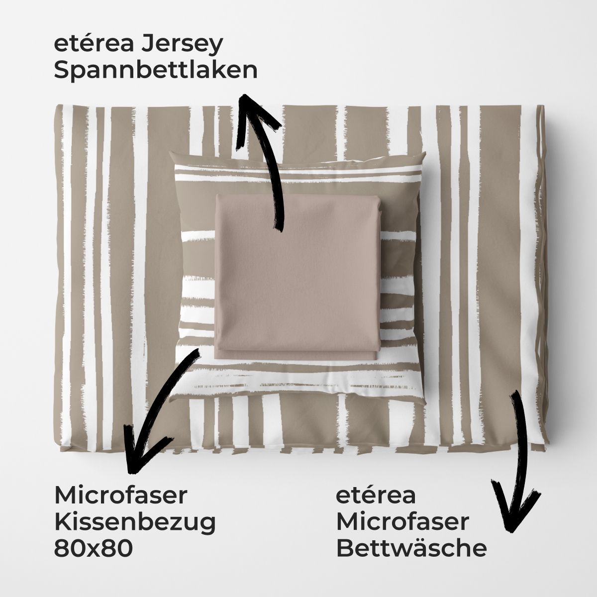 etérea Basic Starterpaket Bettwäsche Spannbettlaken Carola Sand 155x200 + 140x200