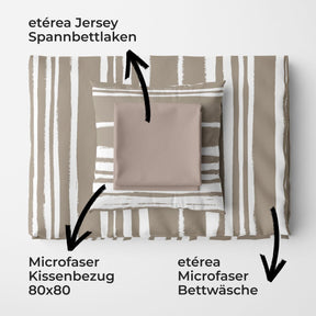 etérea Basic Starterpaket Bettwäsche Spannbettlaken Carola Sand 135x200 + 200x200