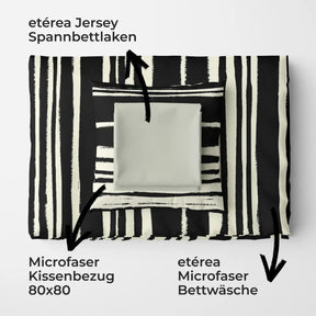etérea Basic Starterpaket Bettwäsche Carola Schwarz mit Spannbettlaken