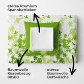 etérea Premium Bundle Osaka Grün Bettwäsche + Spannbettlaken