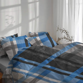etérea Basic Starterpaket Urban Check Blau mit Spannbettlaken