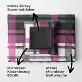 etérea Basic Starterpaket Urban Check Violett mit Spannbettlaken