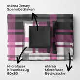 etérea Basic Starterpaket Bettwäsche Spannbettlaken Urban Check Violett 135x200 + 140x200