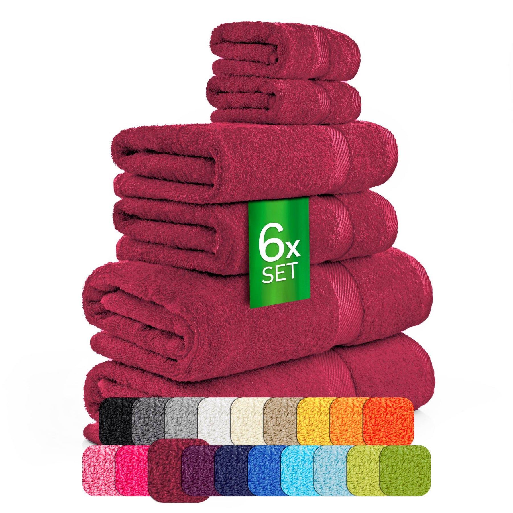 etérea Carli 6-teiliges Handtuchset II Eco Bordeaux - fix und fertig