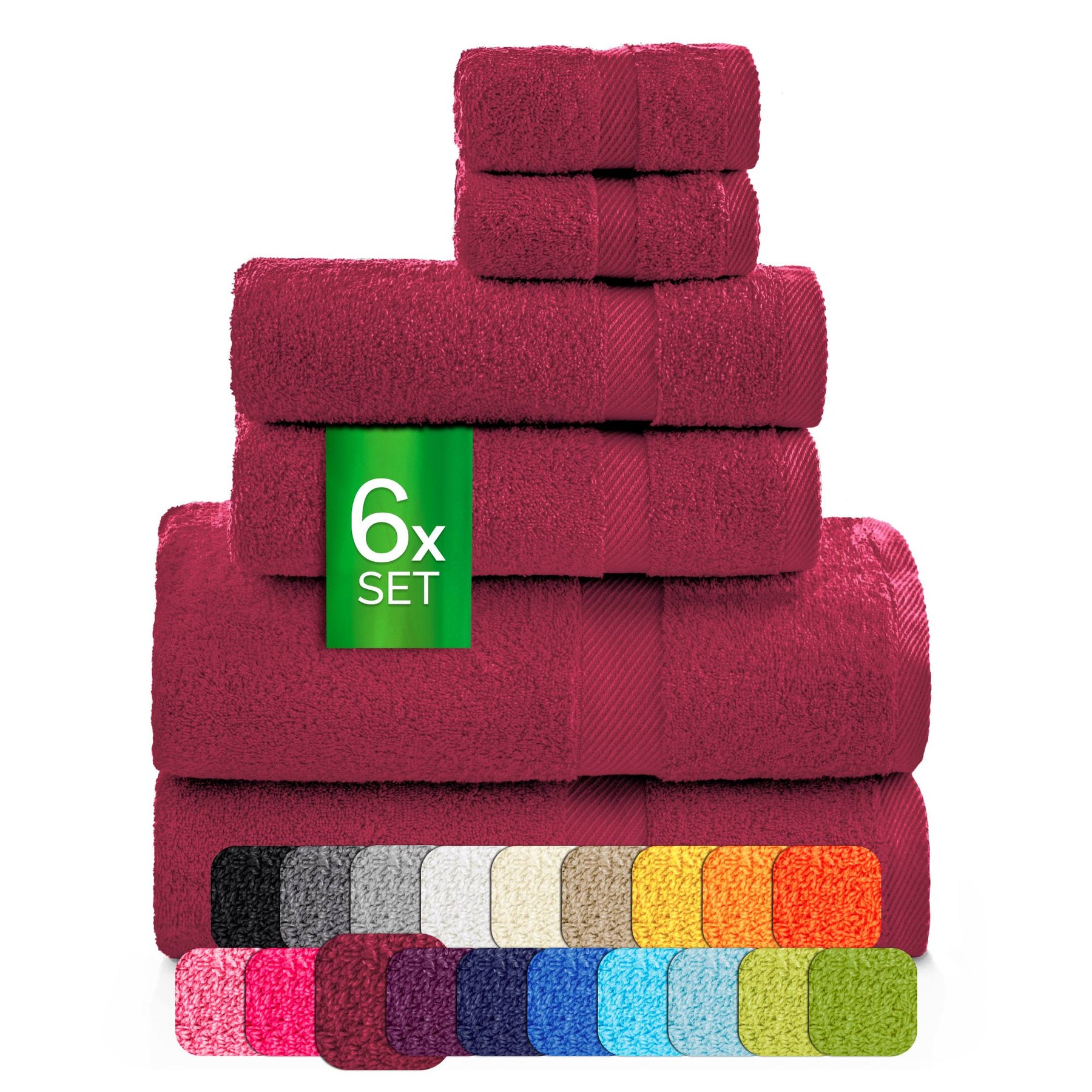 etérea Carli 6-teiliges Handtuchset II Eco Bordeaux - fix und fertig