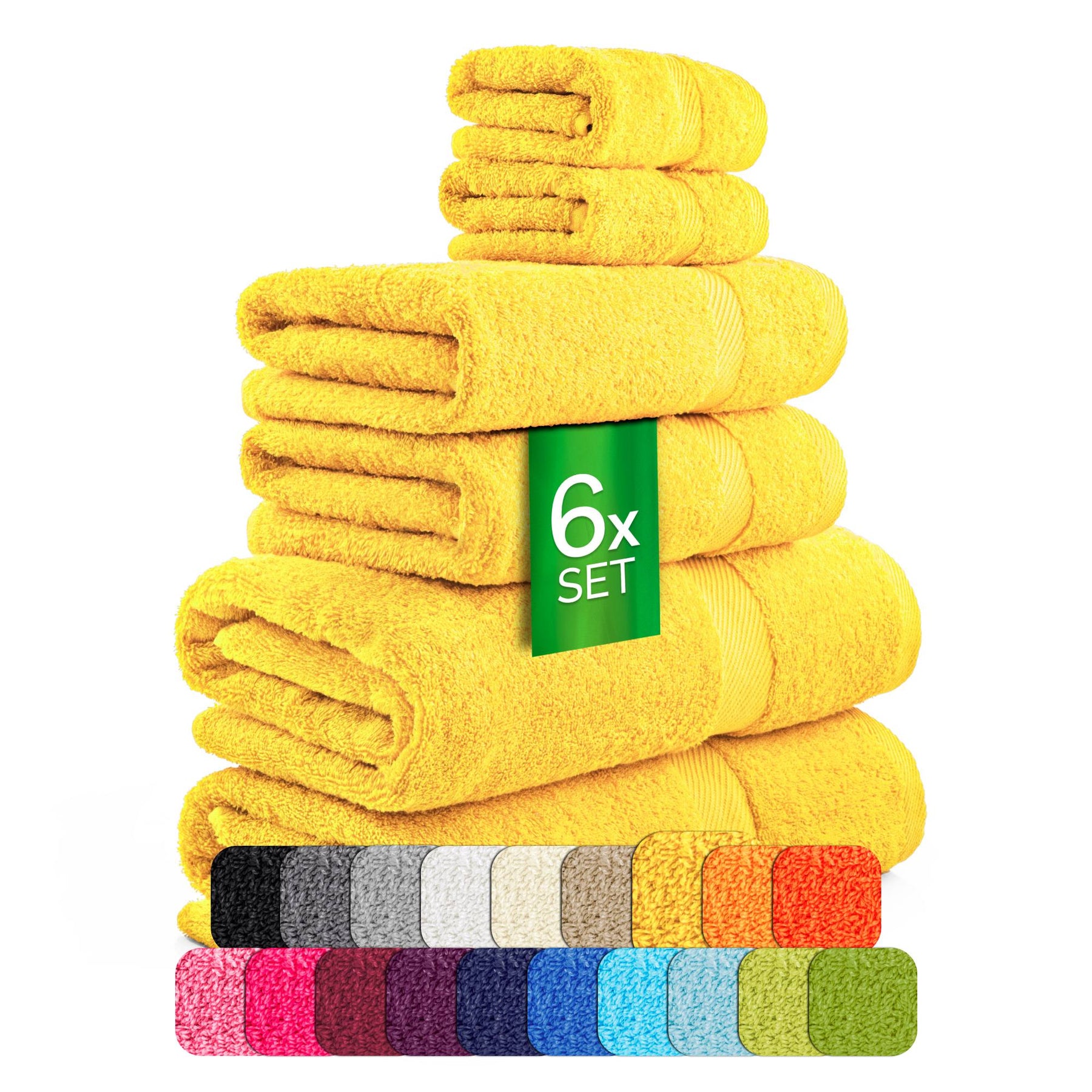 etérea Carli 6-teiliges Handtuchset II Eco Gelb - fix und fertig