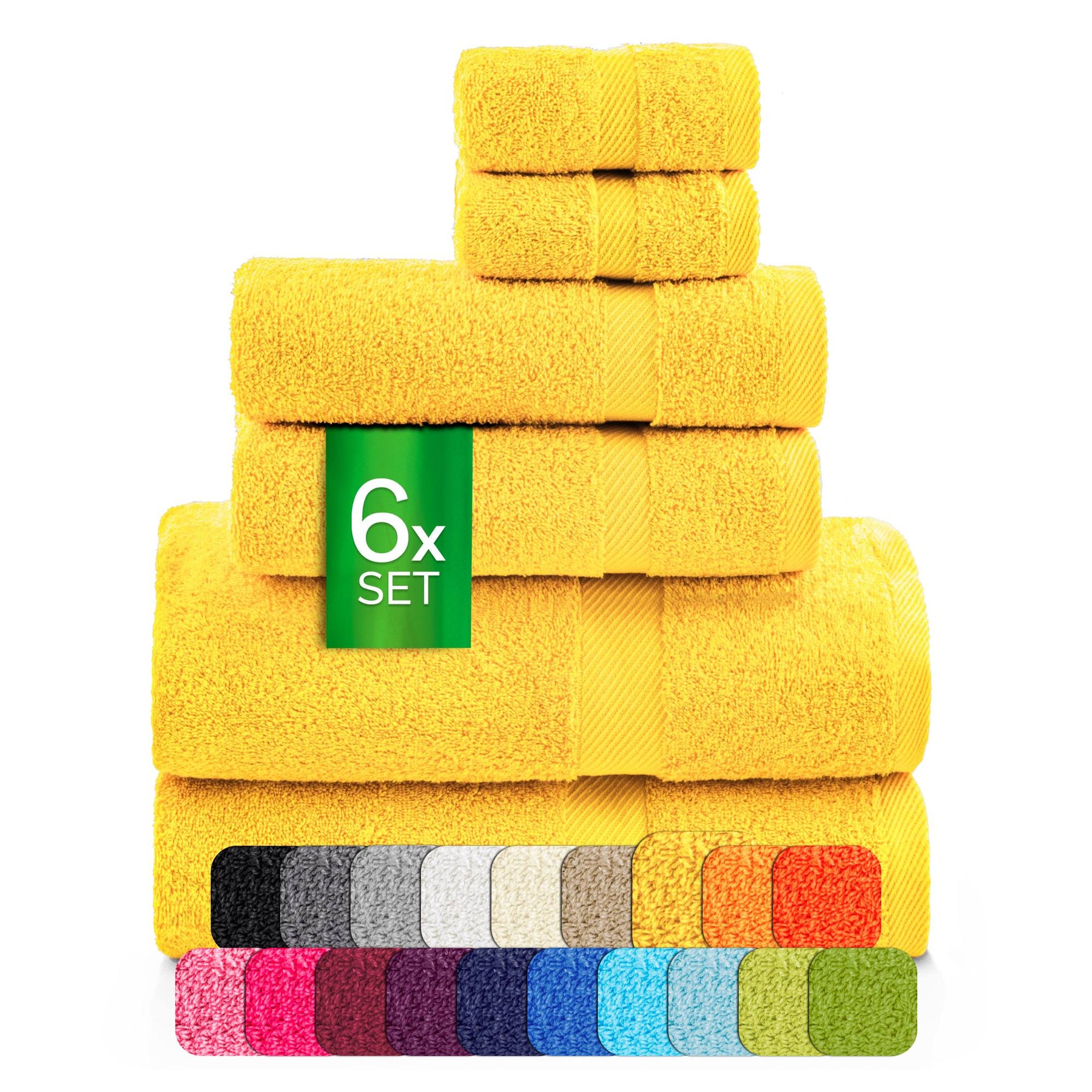 etérea Carli 6-teiliges Handtuchset II Eco Gelb - fix und fertig