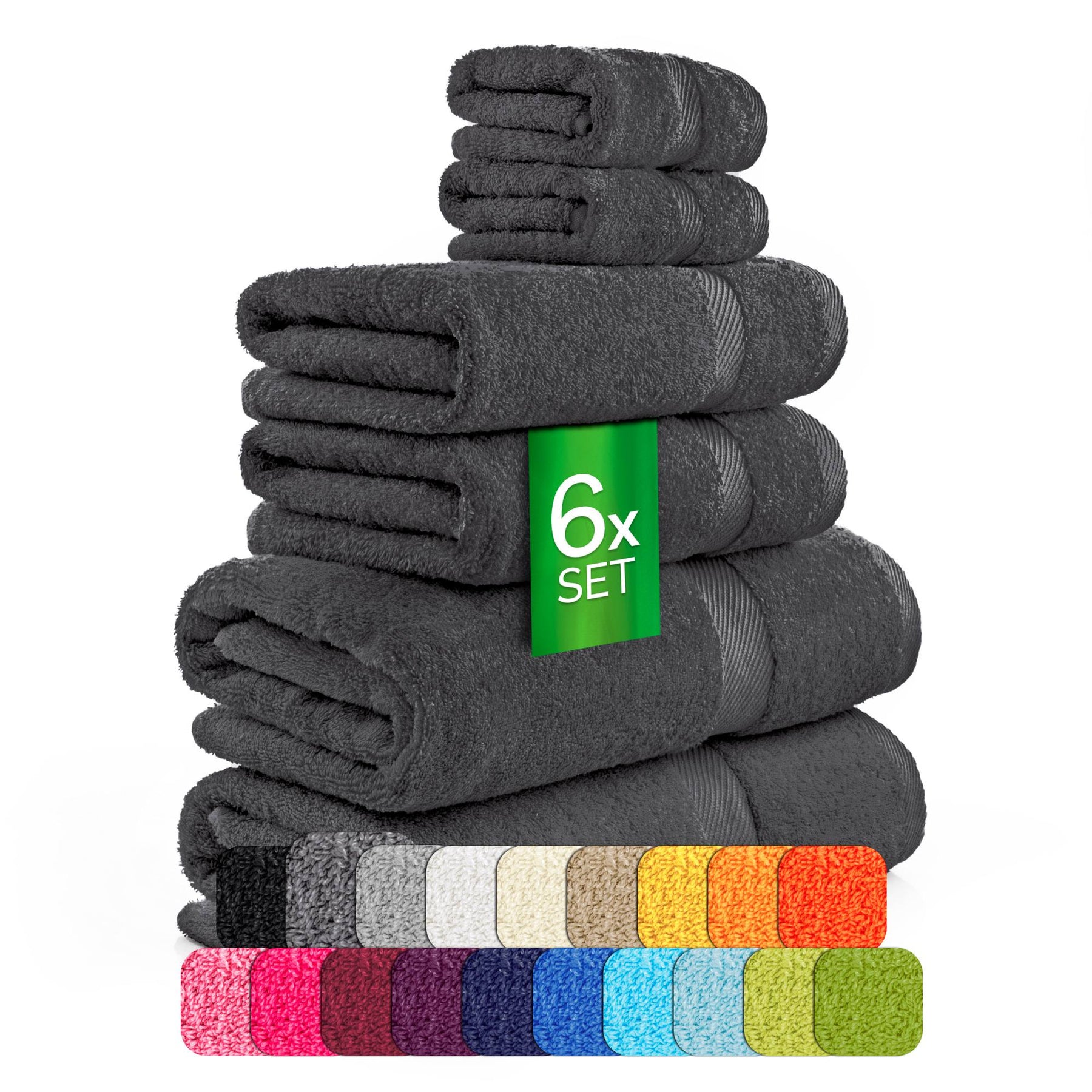 etérea Carli 6-teiliges Handtuchset II Eco Graphit - fix und fertig