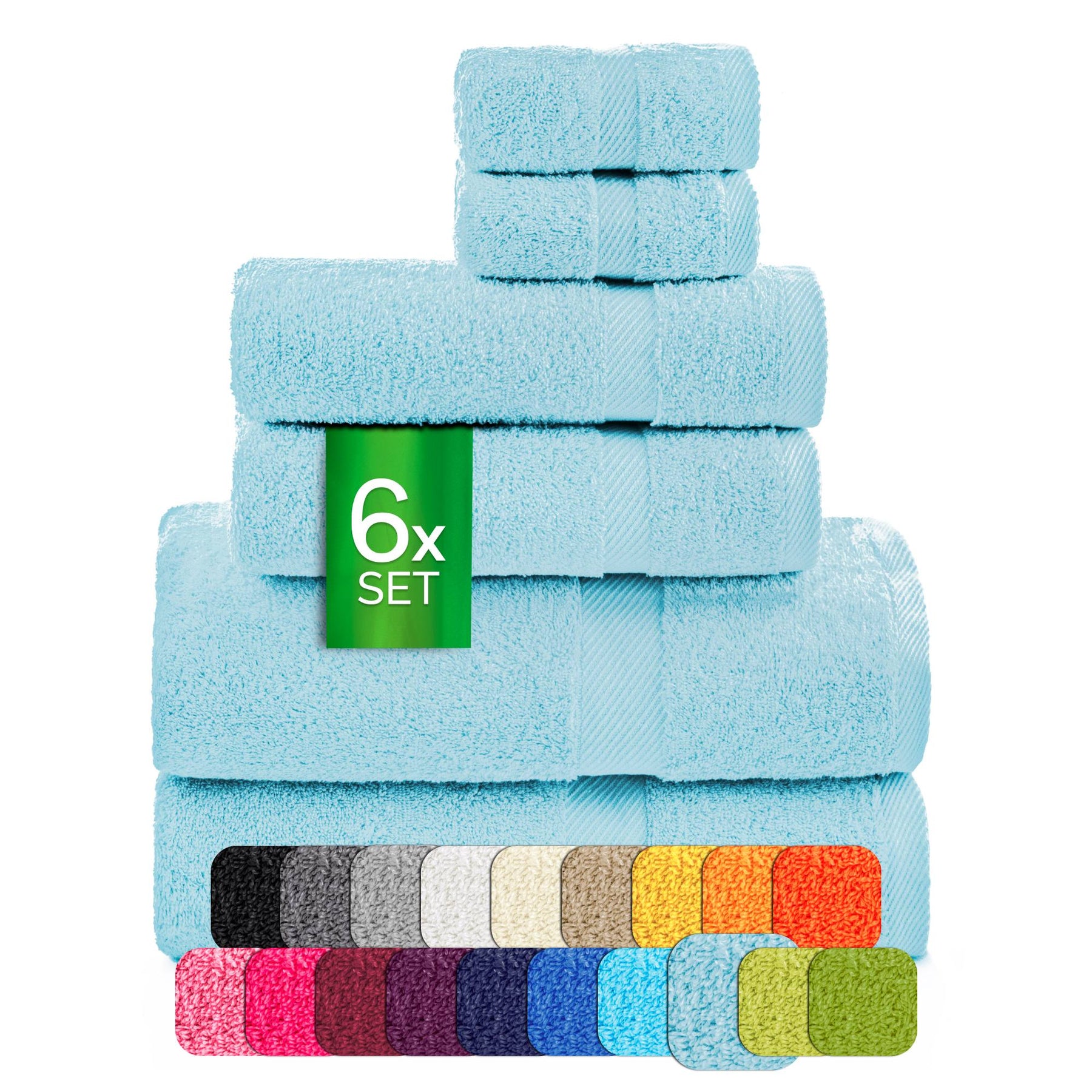 etérea Carli 6-teiliges Handtuchset II Eco Hellblau - fix und fertig