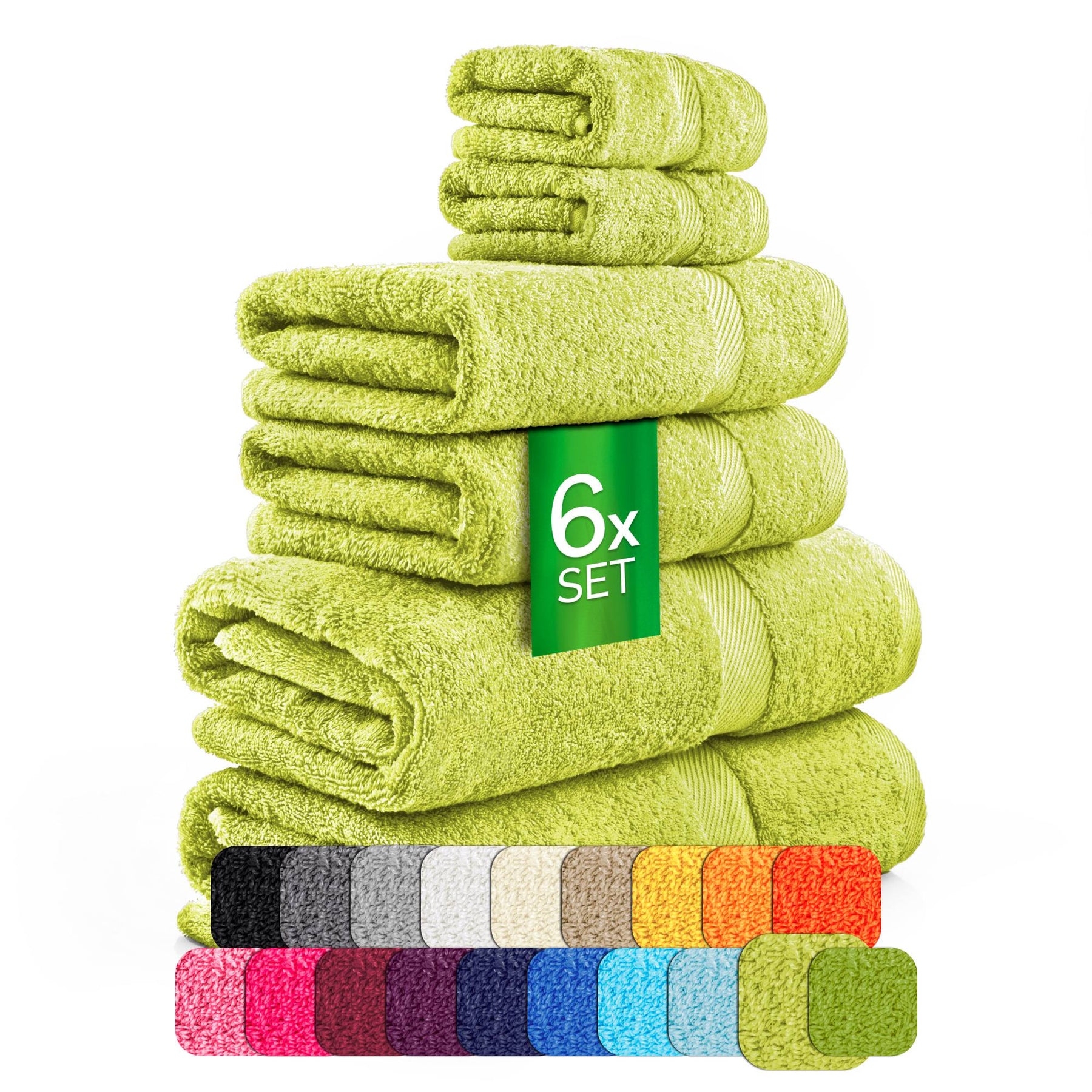 etérea Carli 6-teiliges Handtuchset II Eco Lime - fix und fertig