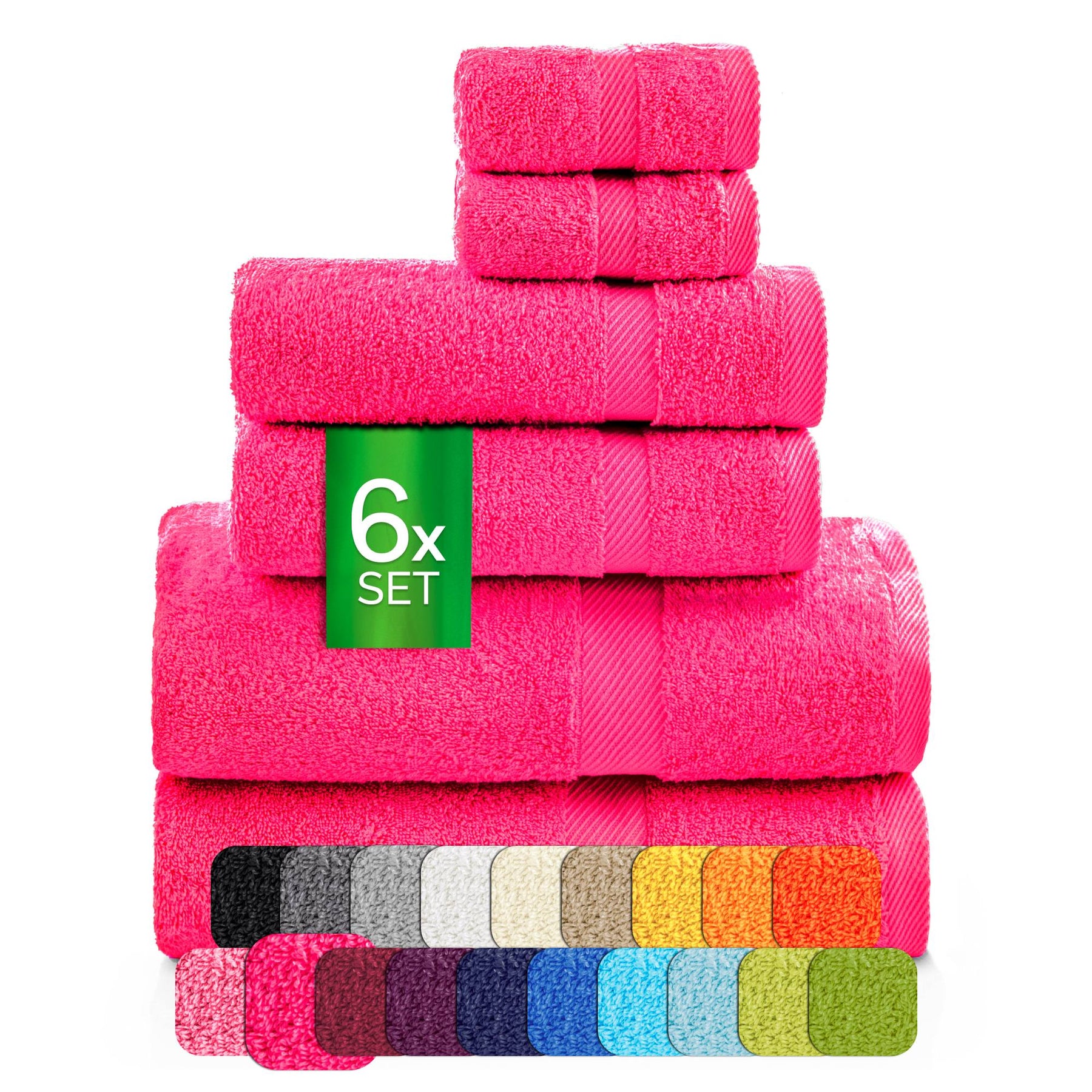 etérea Carli 6-teiliges Handtuchset II Eco Pink - fix und fertig
