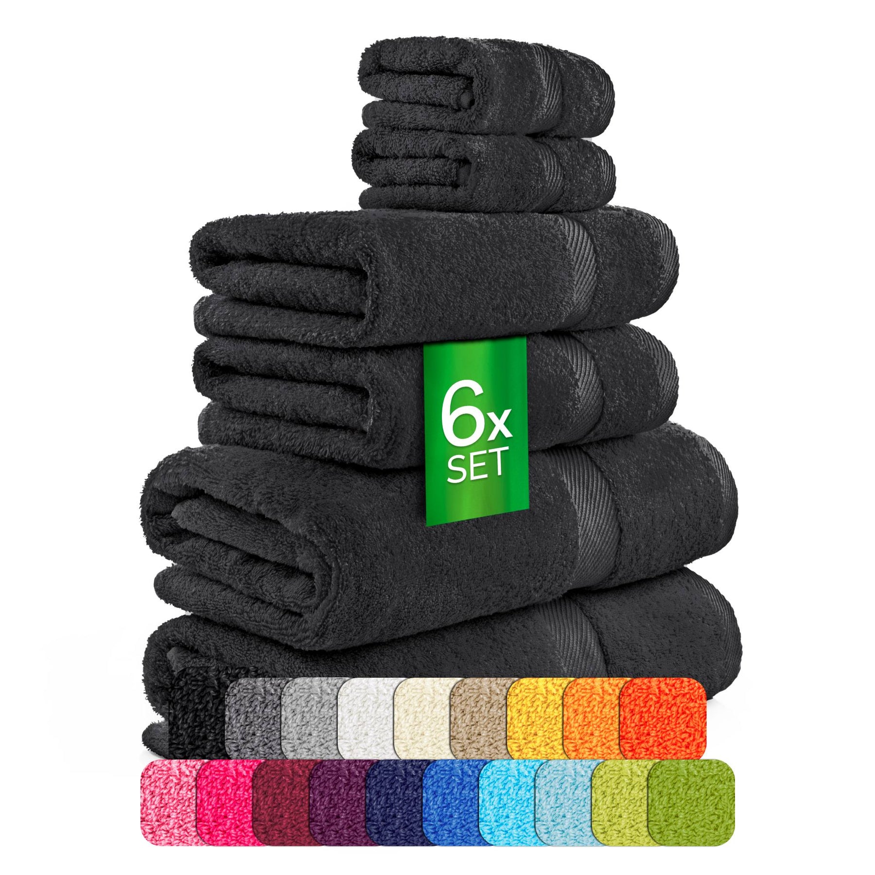 etérea Carli 6-teiliges Handtuchset II Eco Schwarz - fix und fertig