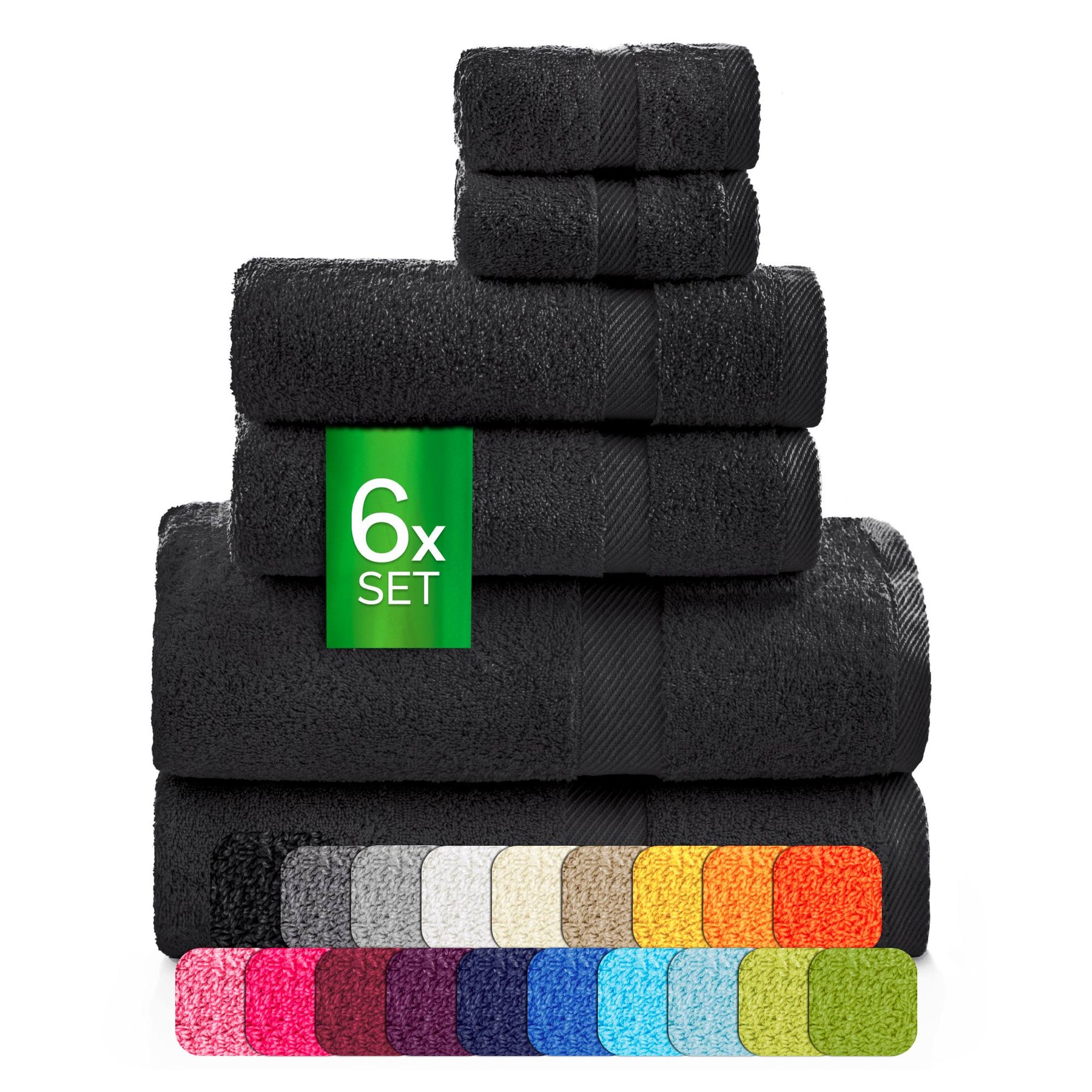 etérea Carli 6-teiliges Handtuchset II Eco Schwarz - fix und fertig