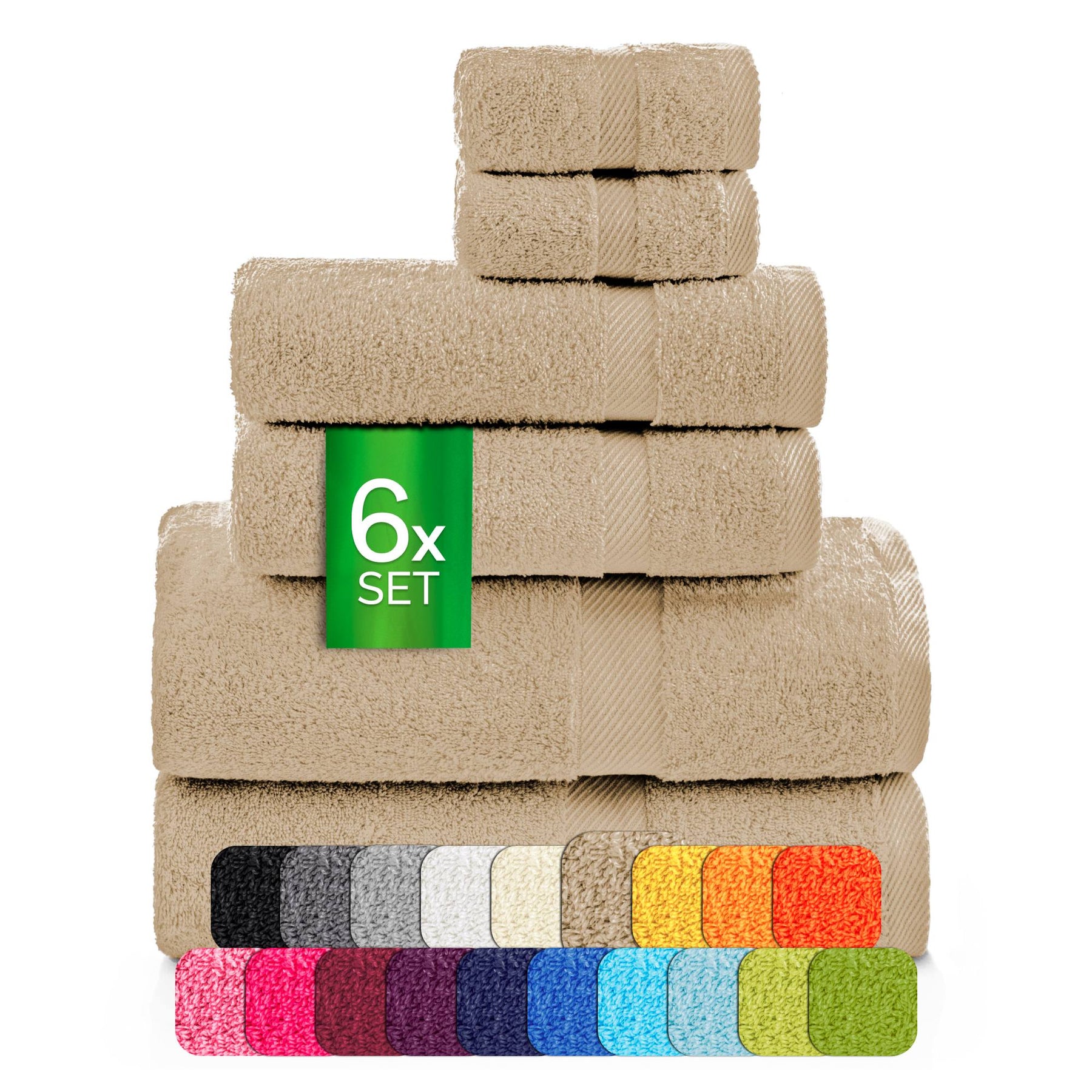 etérea Carli 6-teiliges Handtuchset II Eco Taupe - fix und fertig