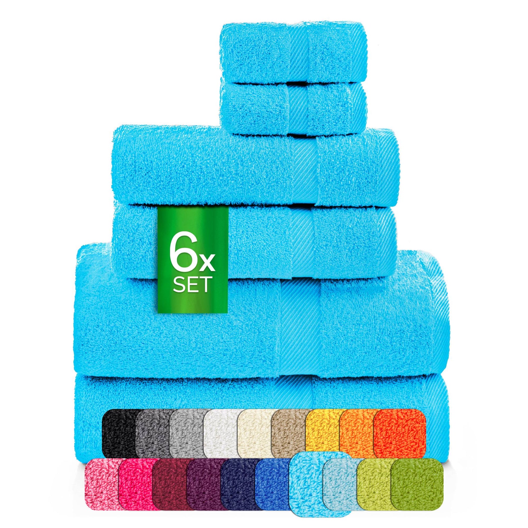 etérea Carli 6-teiliges Handtuchset II Eco Türkis - fix und fertig