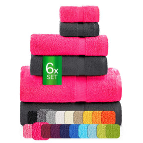 etérea Carli 6-teiliges Handtuchset II Eco Graphit - Pink - fix und fertig