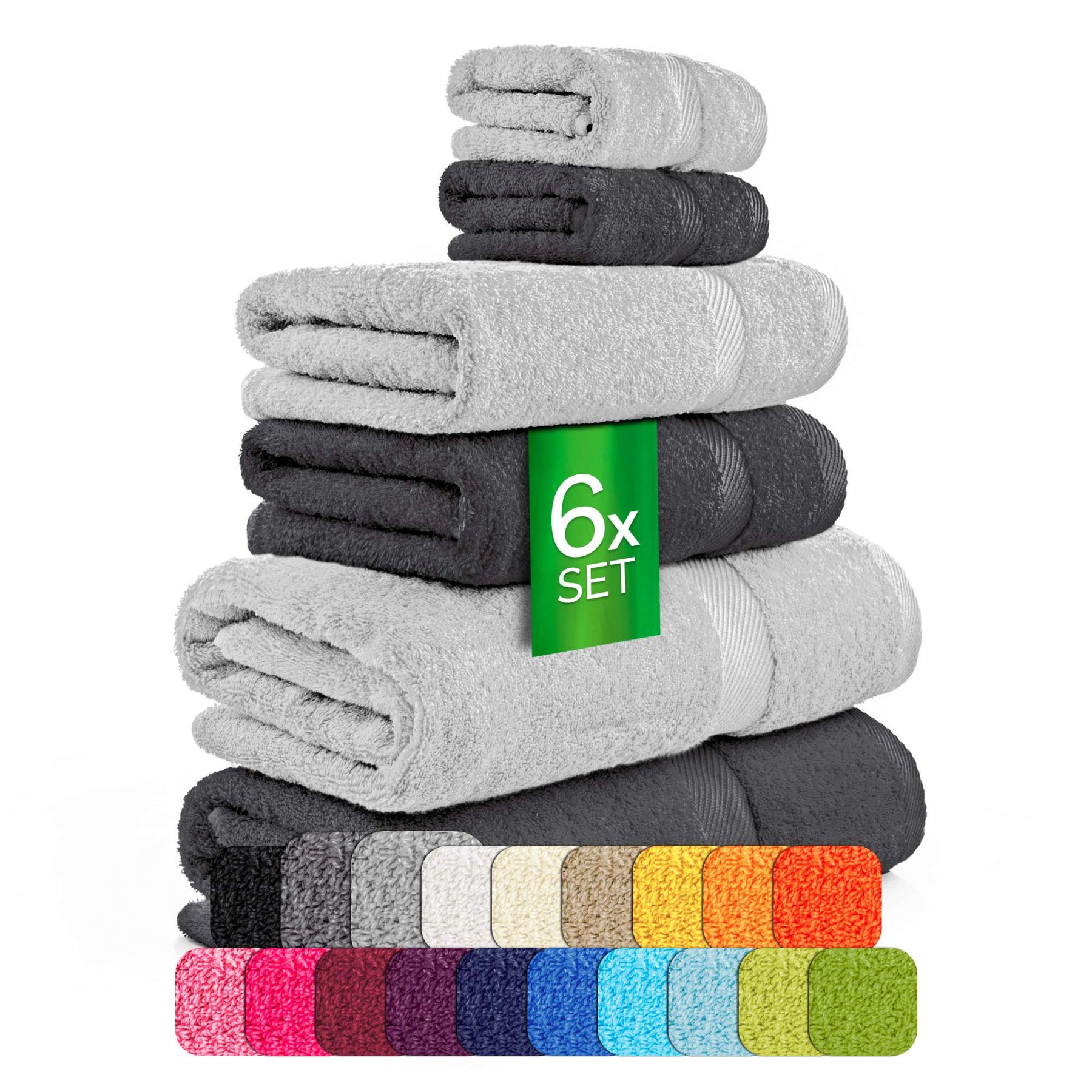 etérea Carli 6-teiliges Handtuchset II Eco Graphit Steingrau