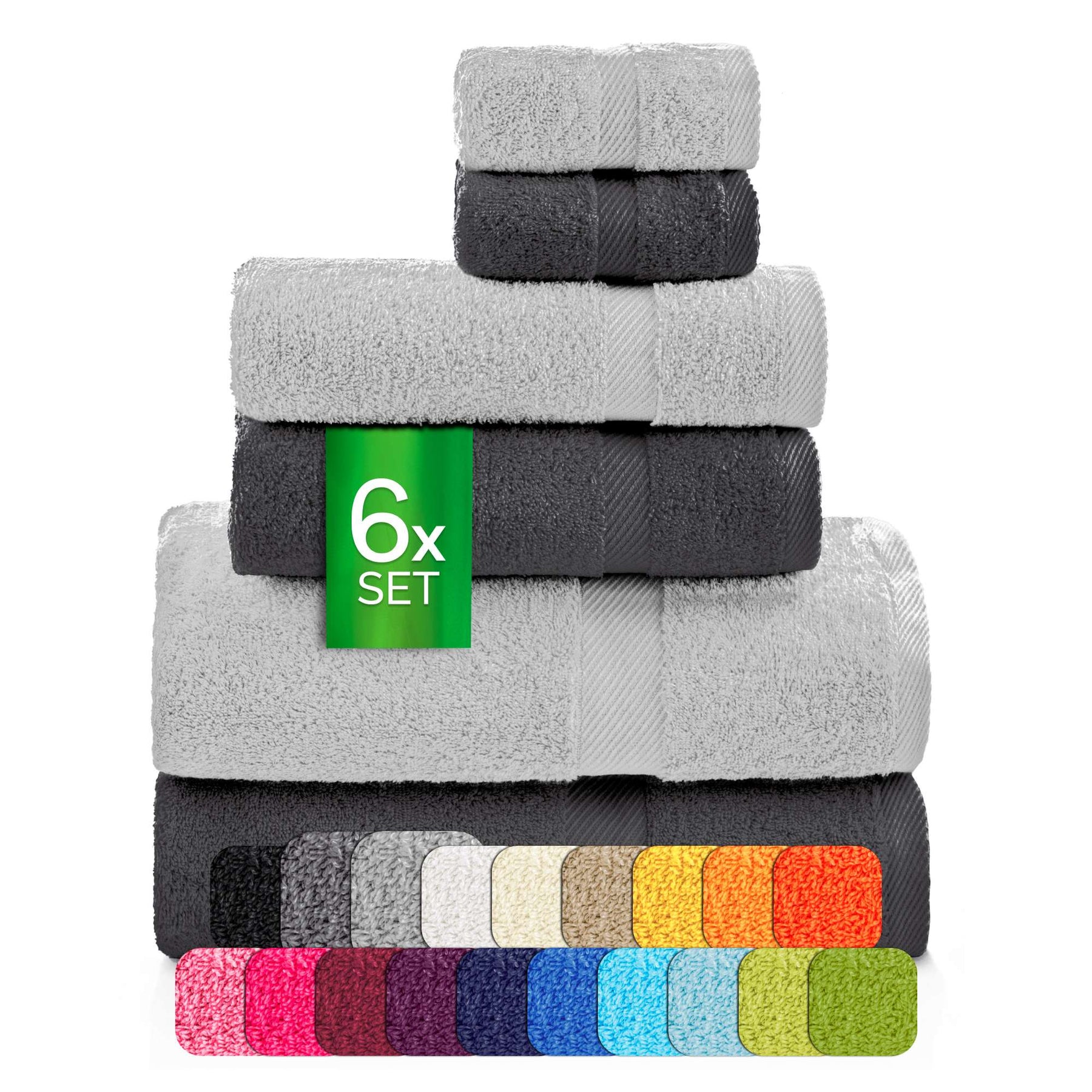 etérea Carli 6-teiliges Handtuchset II Eco Graphit Steingrau