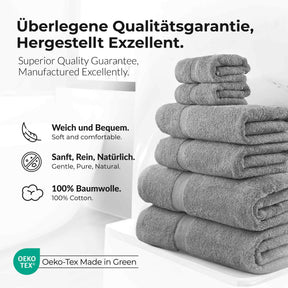 etérea Carli 6-teiliges Handtuchset II Eco Steingrau - fix und fertig