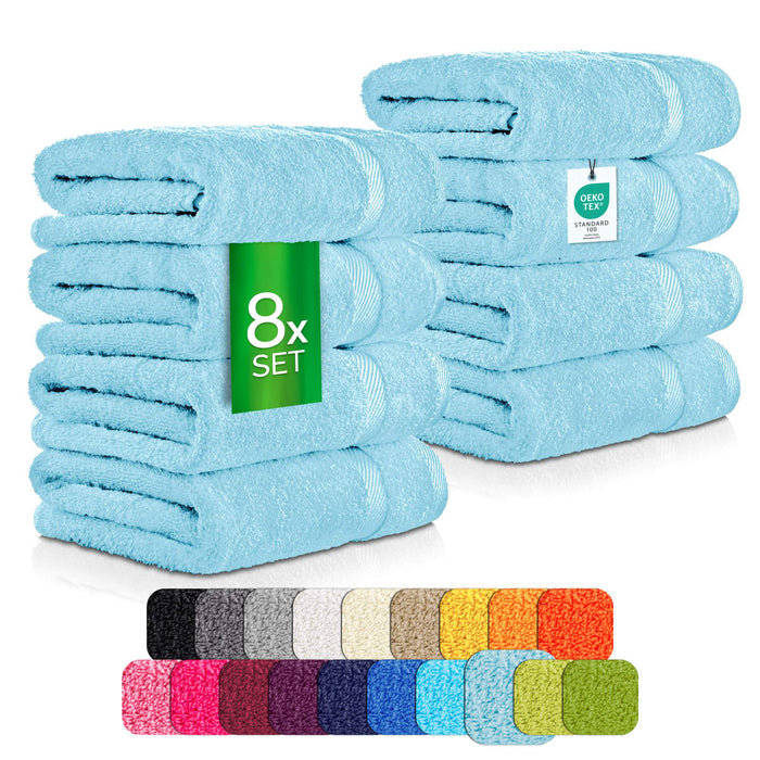 8 tlg. Handtuch Sparset - #farbe_hellblau